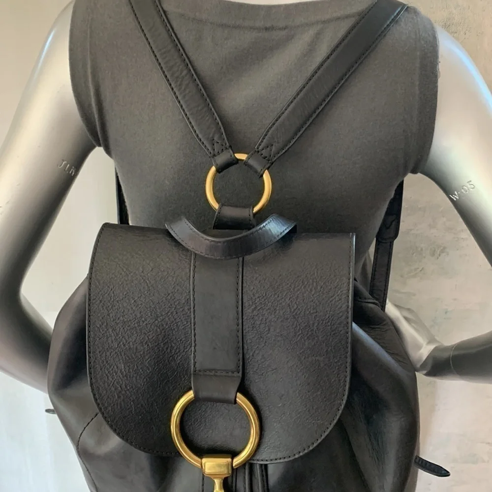 FRYE Black Leather Backpack